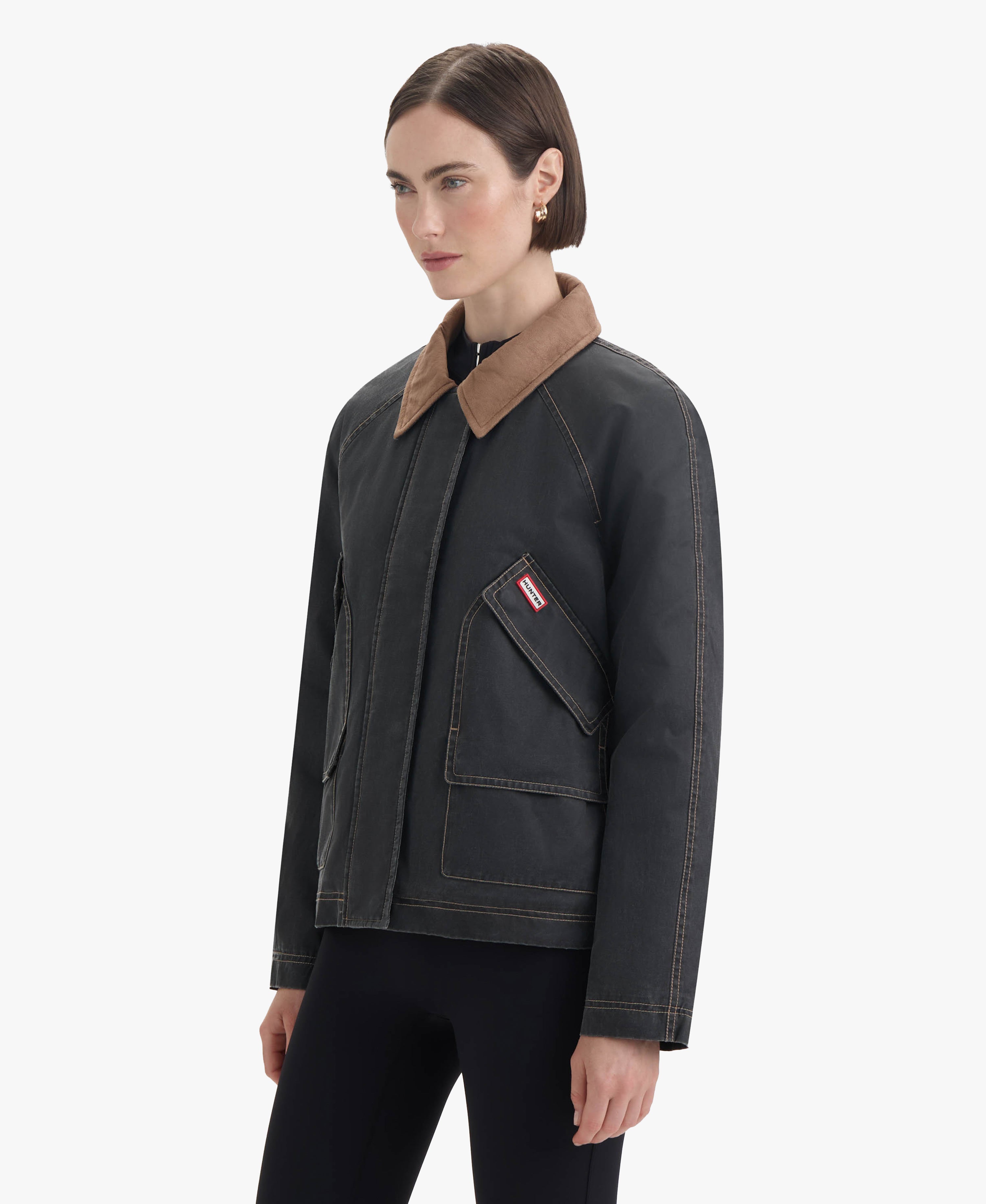HUNTER WOMEN BEX WASHED WAX HUNTING JACKET 001 BLACK