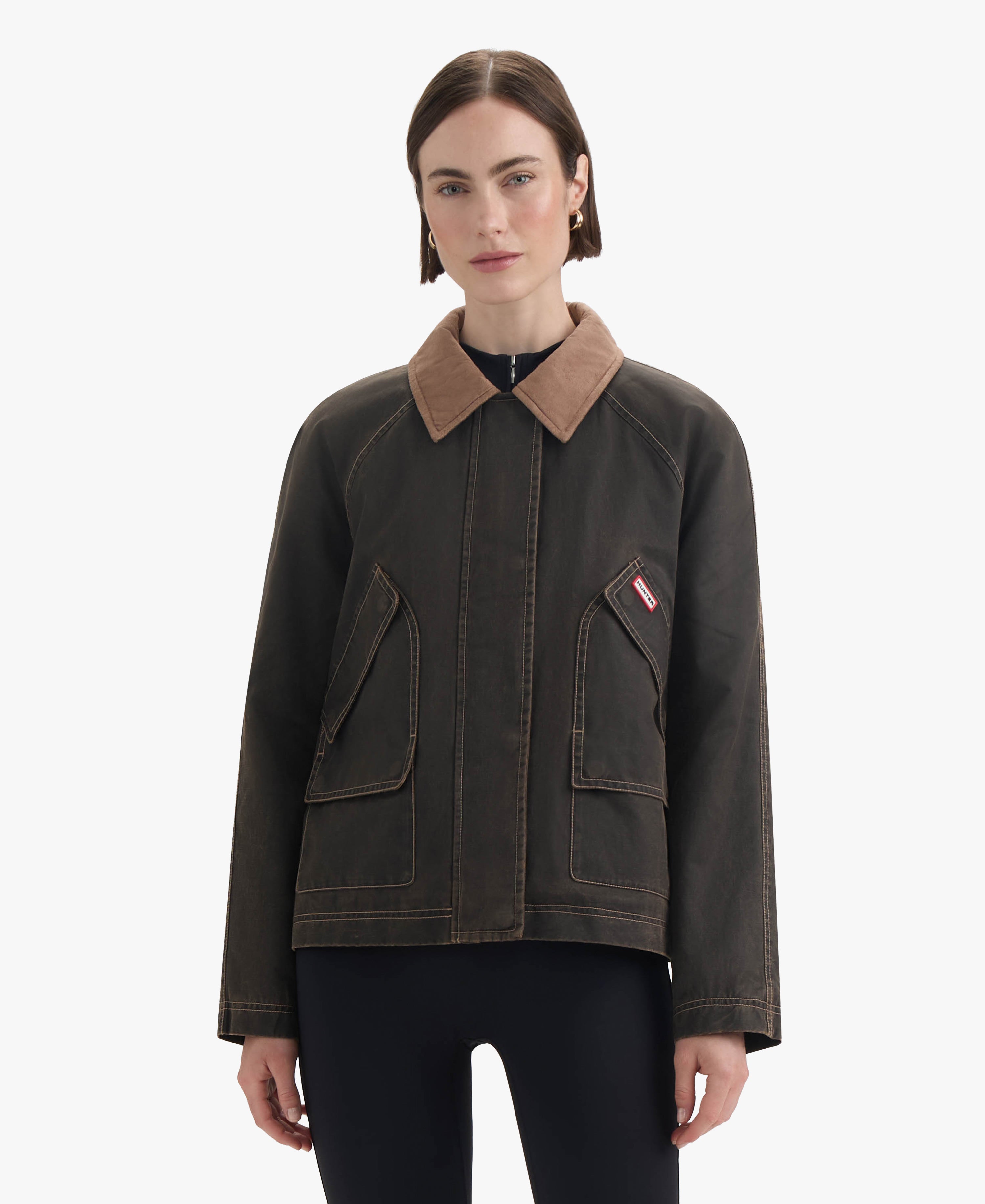 HUNTER WOMEN BEX WASHED WAX HUNTING JACKET 216 COFFEE