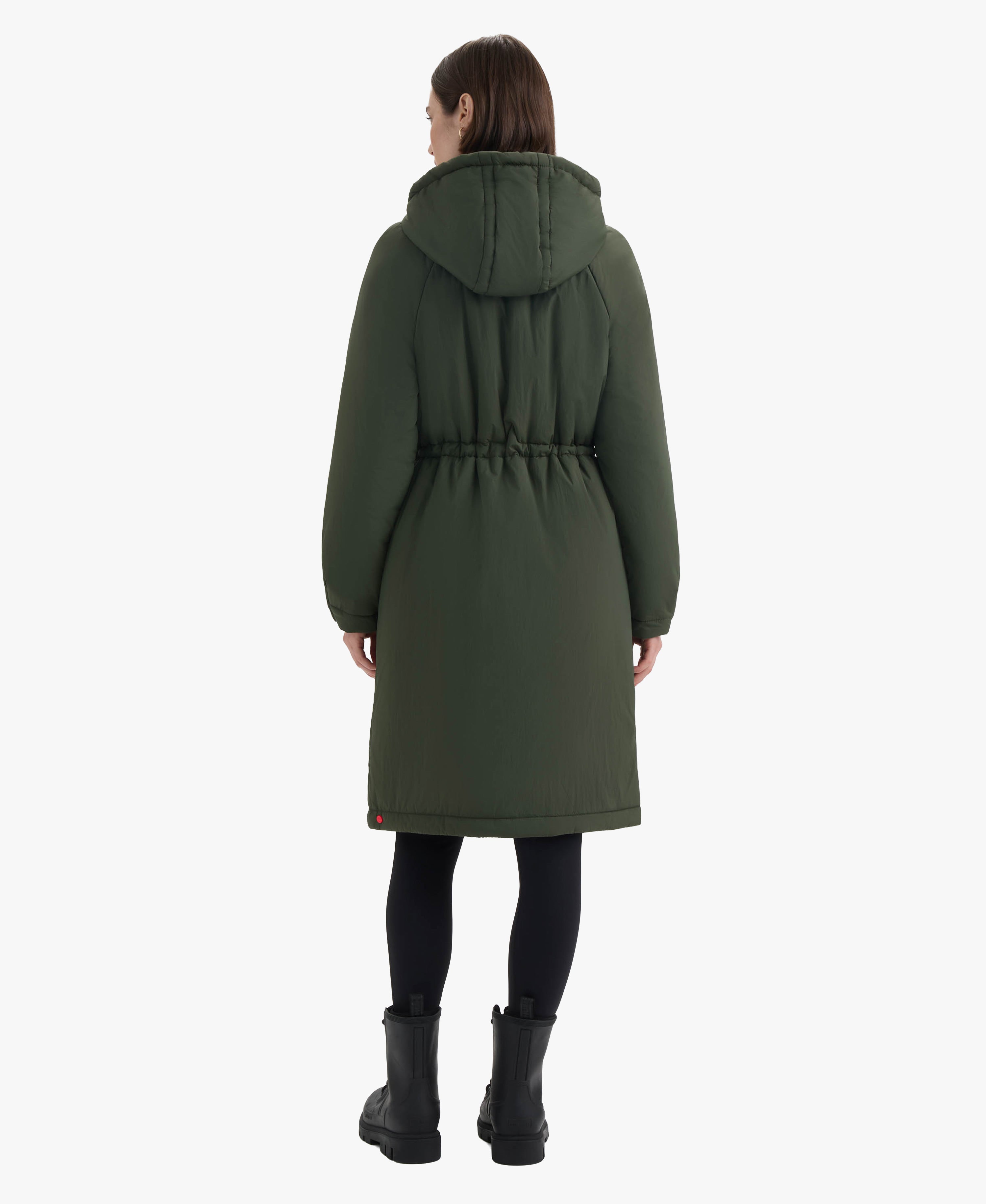 HUNTER WOMEN ISABELLE NYLON PADDED RAIN COAT 361 HUNTER GREEN
