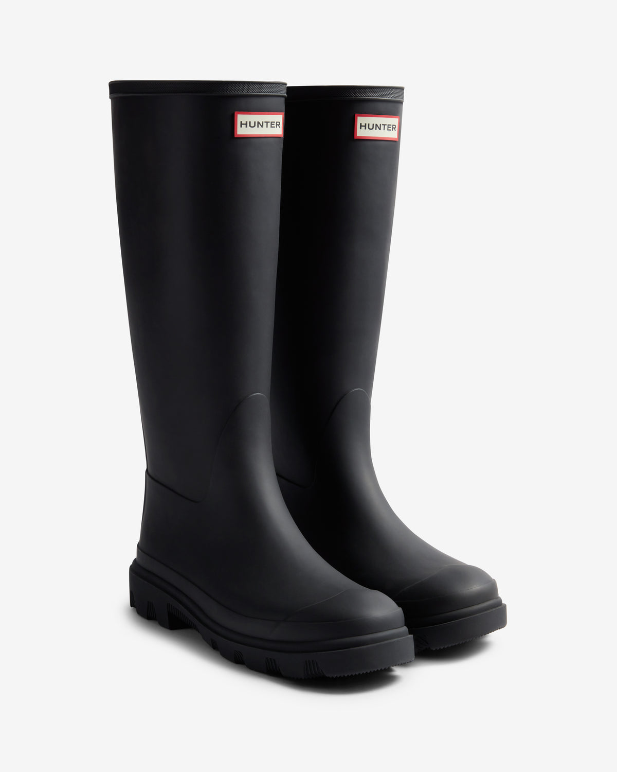 HUNTER WOMEN DOWNPOUR TALL BOOT BLACK/NATURAL RUBBER