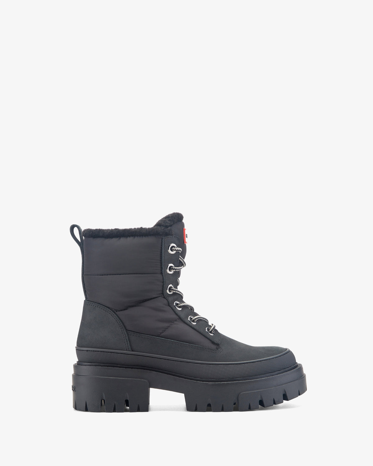 HUNTER WOMEN GIULIAS LACEUP BOOTIE BLACK/BLACK/BLACK