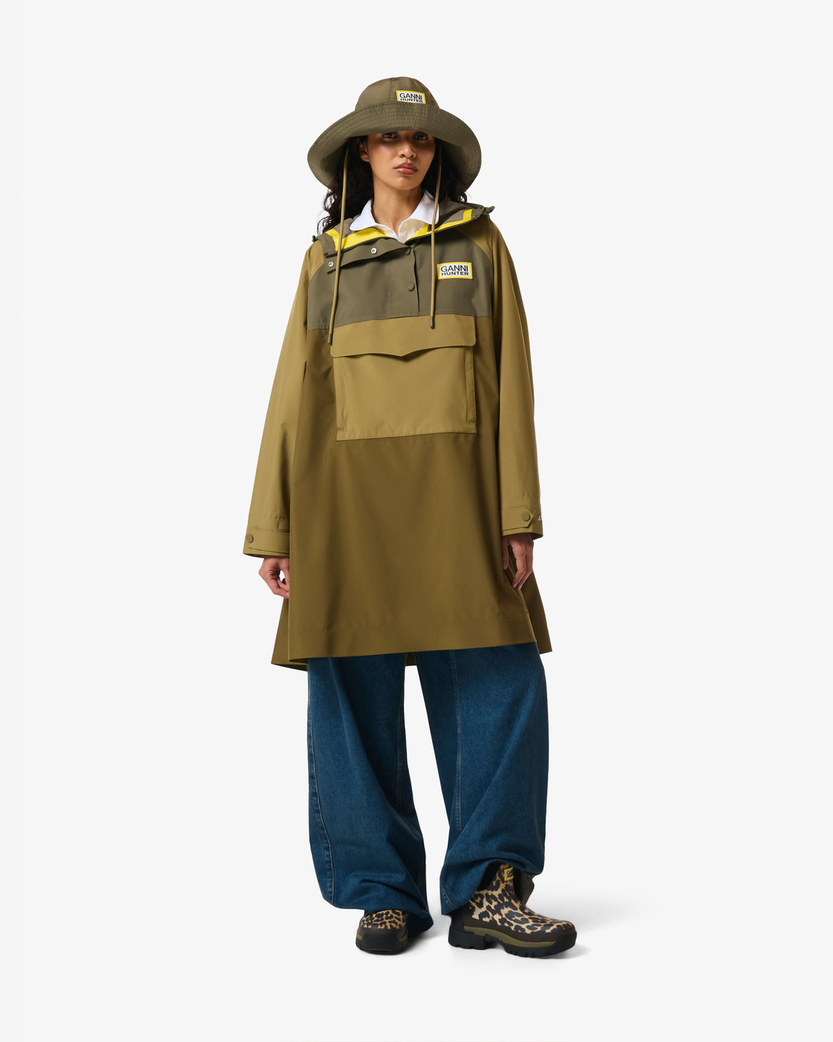 HUNTER WOMEN GANNI X HUNTER WATERPROOF PONCHO GANNI GREEN