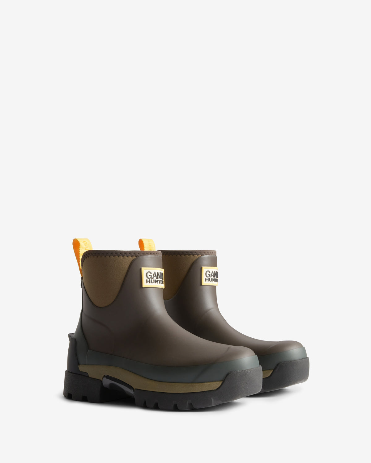HUNTER WOMEN GANNI X HUNTER BALMORAL ANKLE BOOT CHOCOLATE BROWN/ MILITARY OLIVE