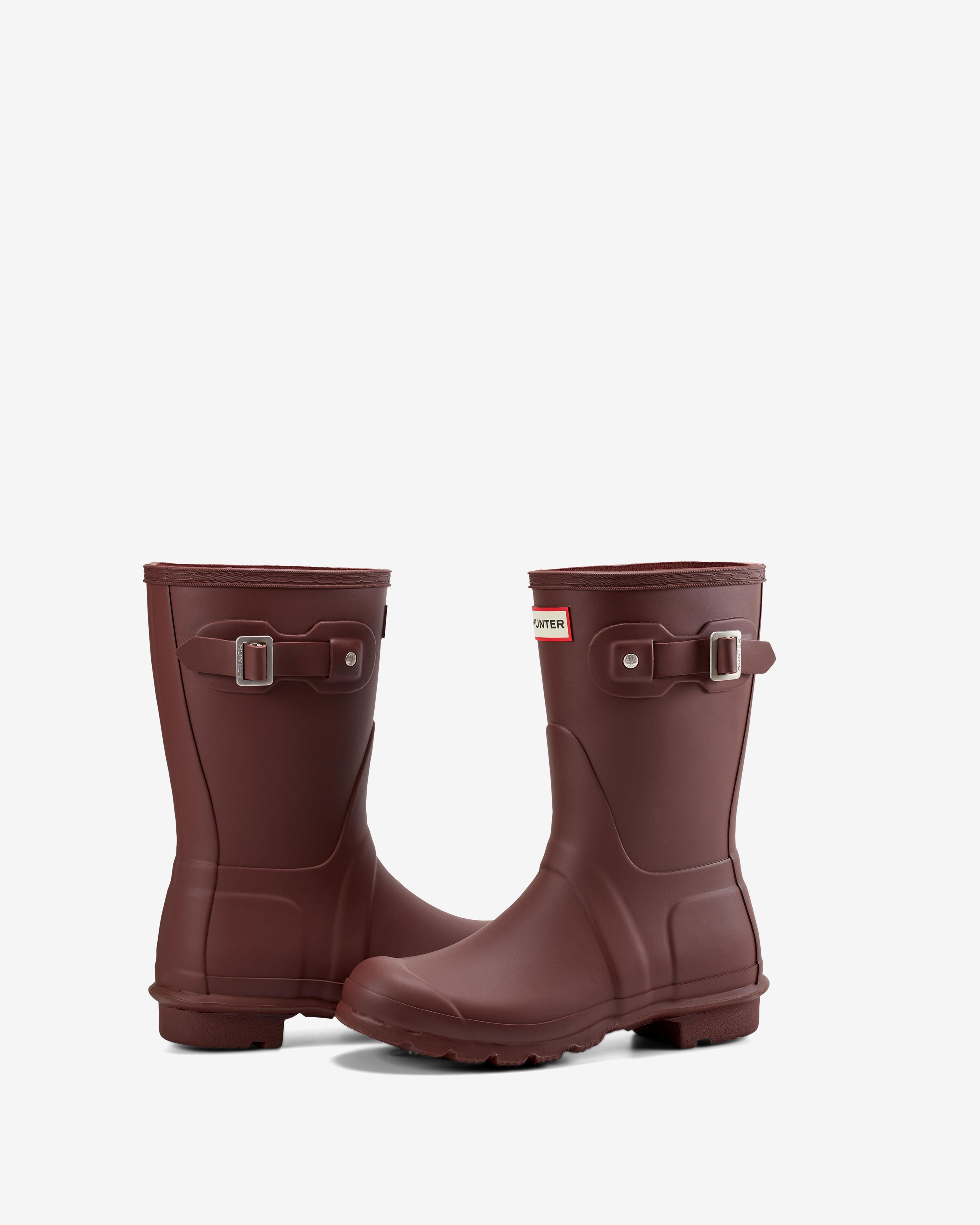 Hunter Women WOMENS ORIGINAL SHORT BOOT RUM RAISIN19 1321TPG/NATURAL R