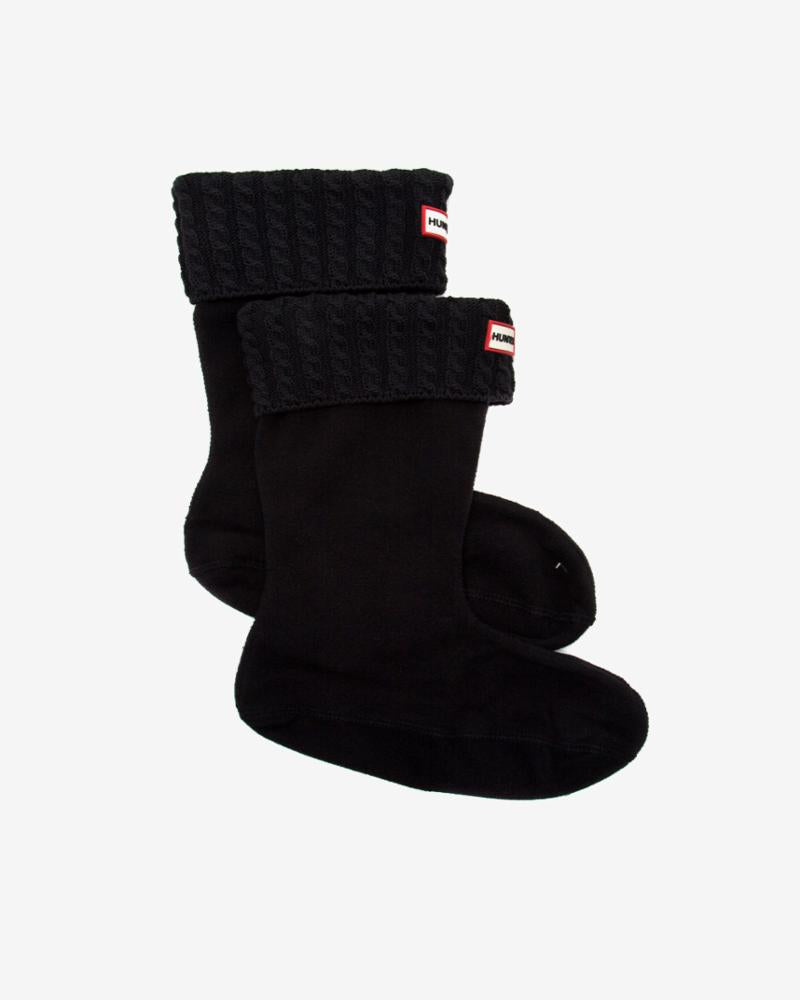 Hunter Women RECYCLED MINI CABLE SHORT BOOT SOCK BLACK