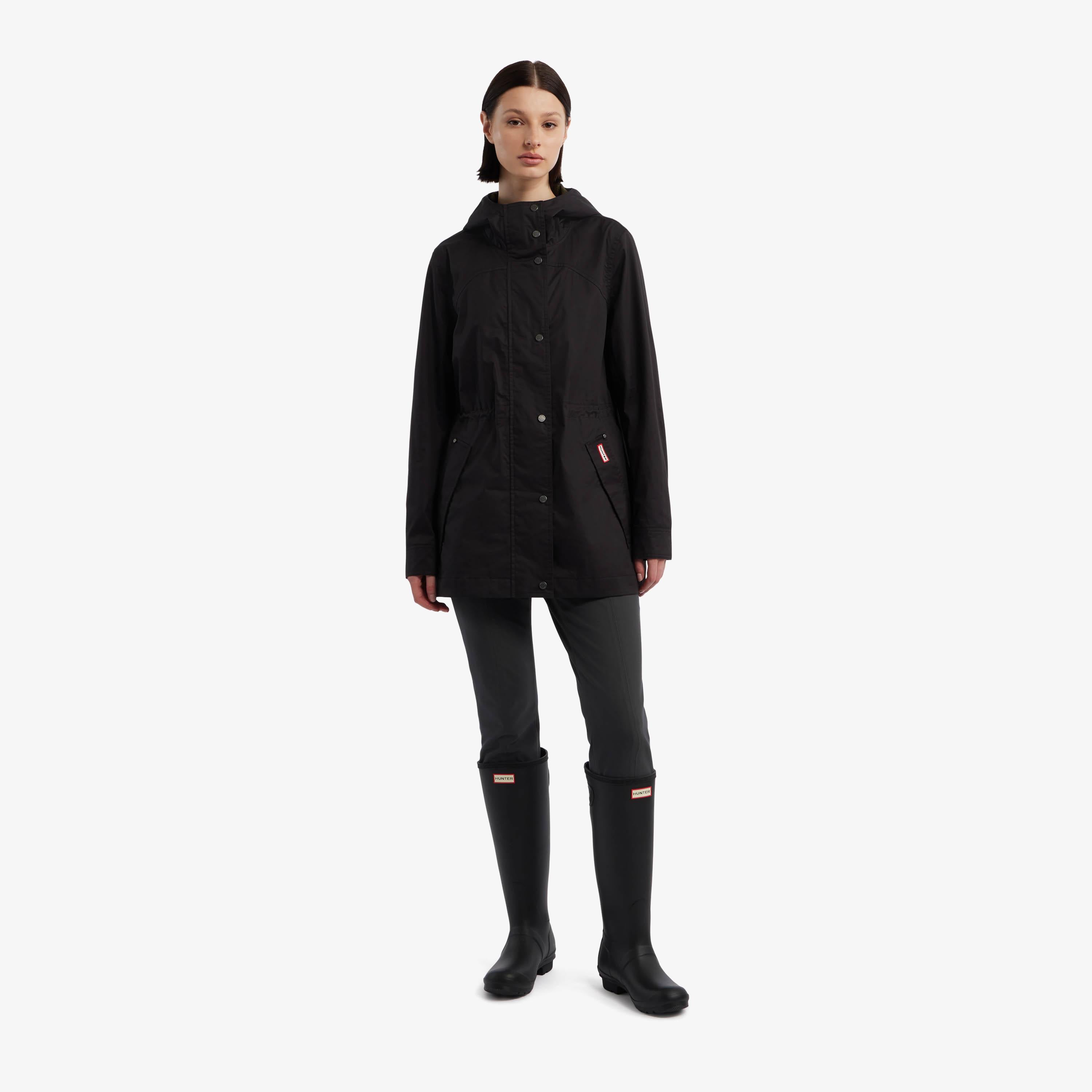 Hunter Women ADELA COTTON CANVAS RAIN JACKET BLACK