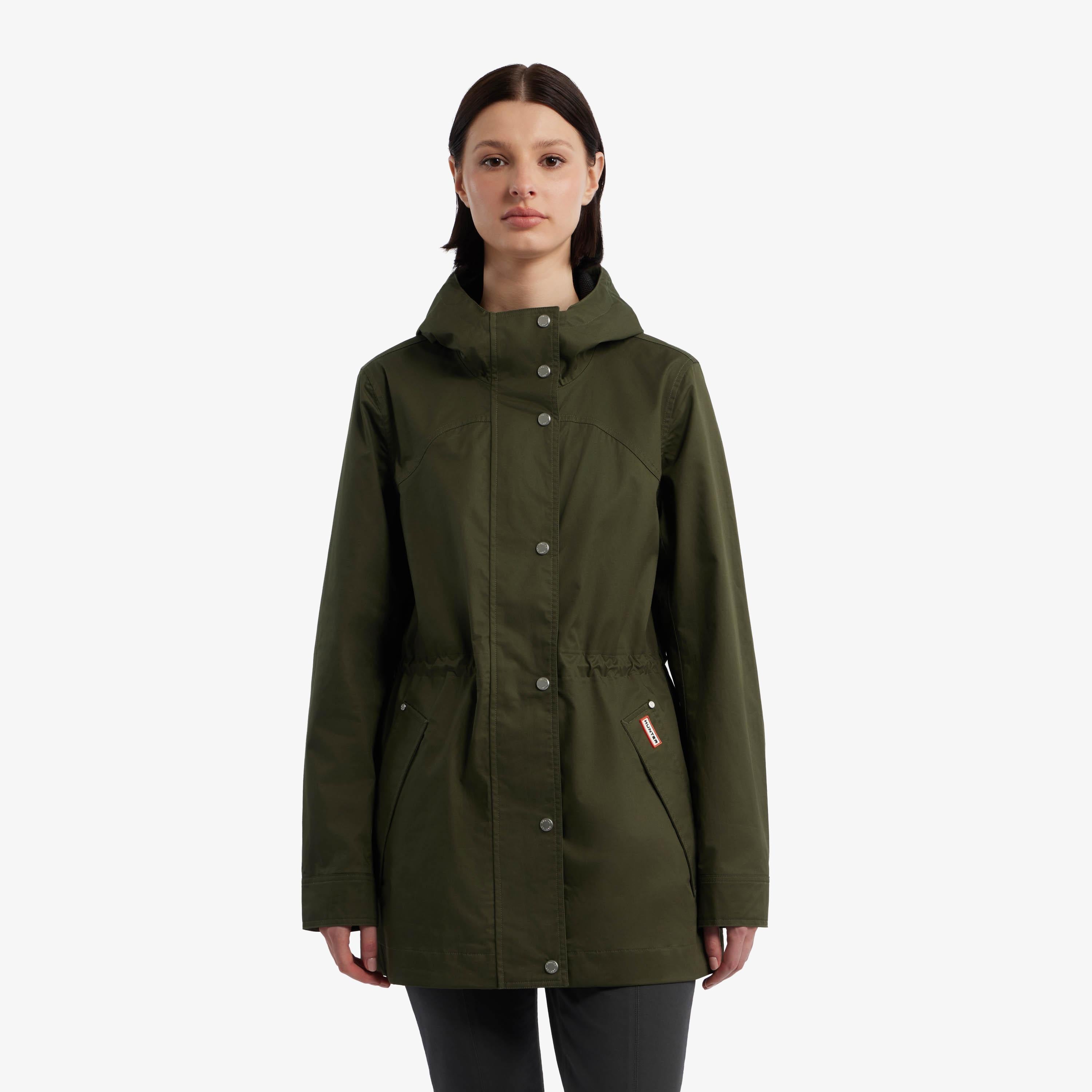 Hunter Women ADELA COTTON CANVAS RAIN JACKET HUNTER GREEN