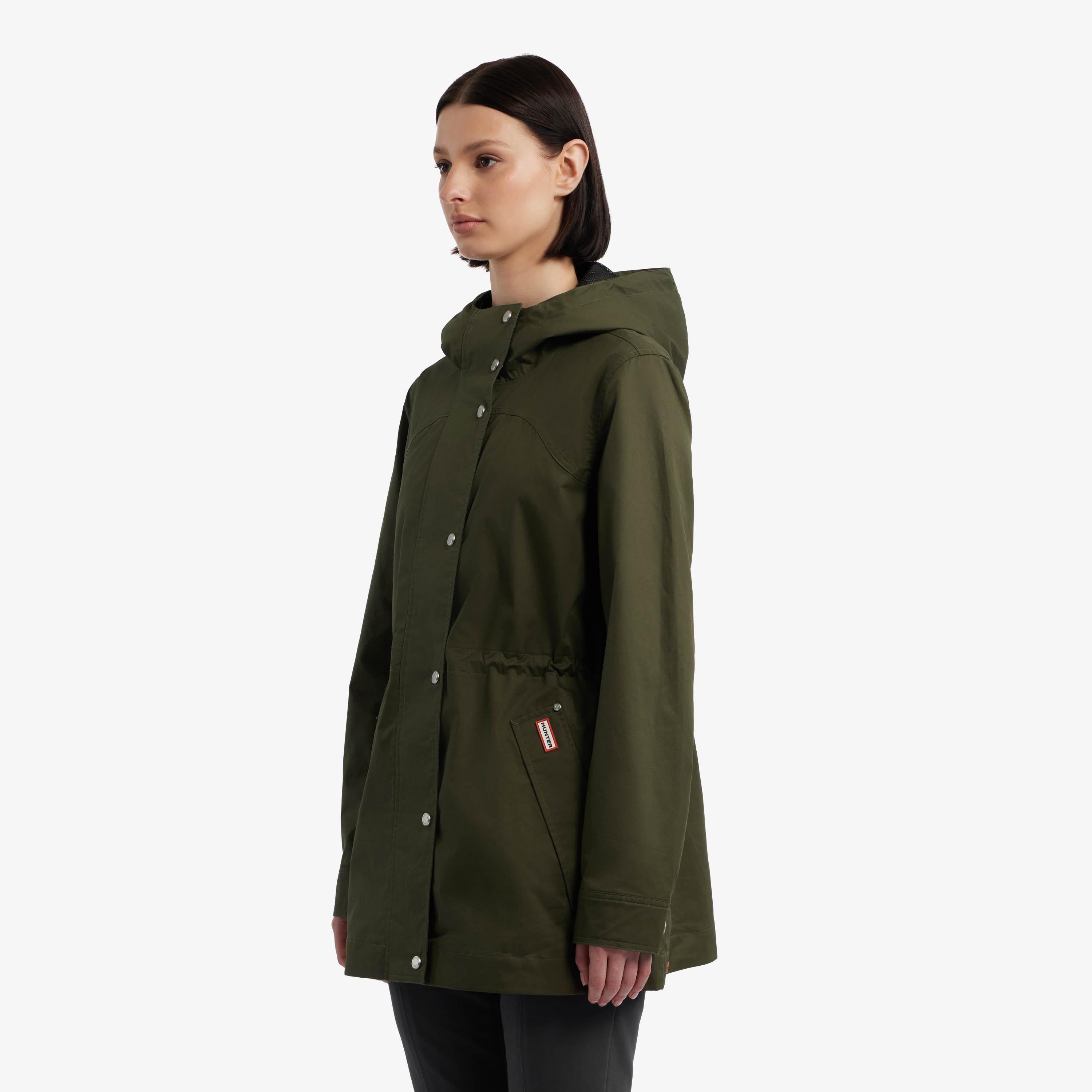 Hunter Women ADELA COTTON CANVAS RAIN JACKET HUNTER GREEN