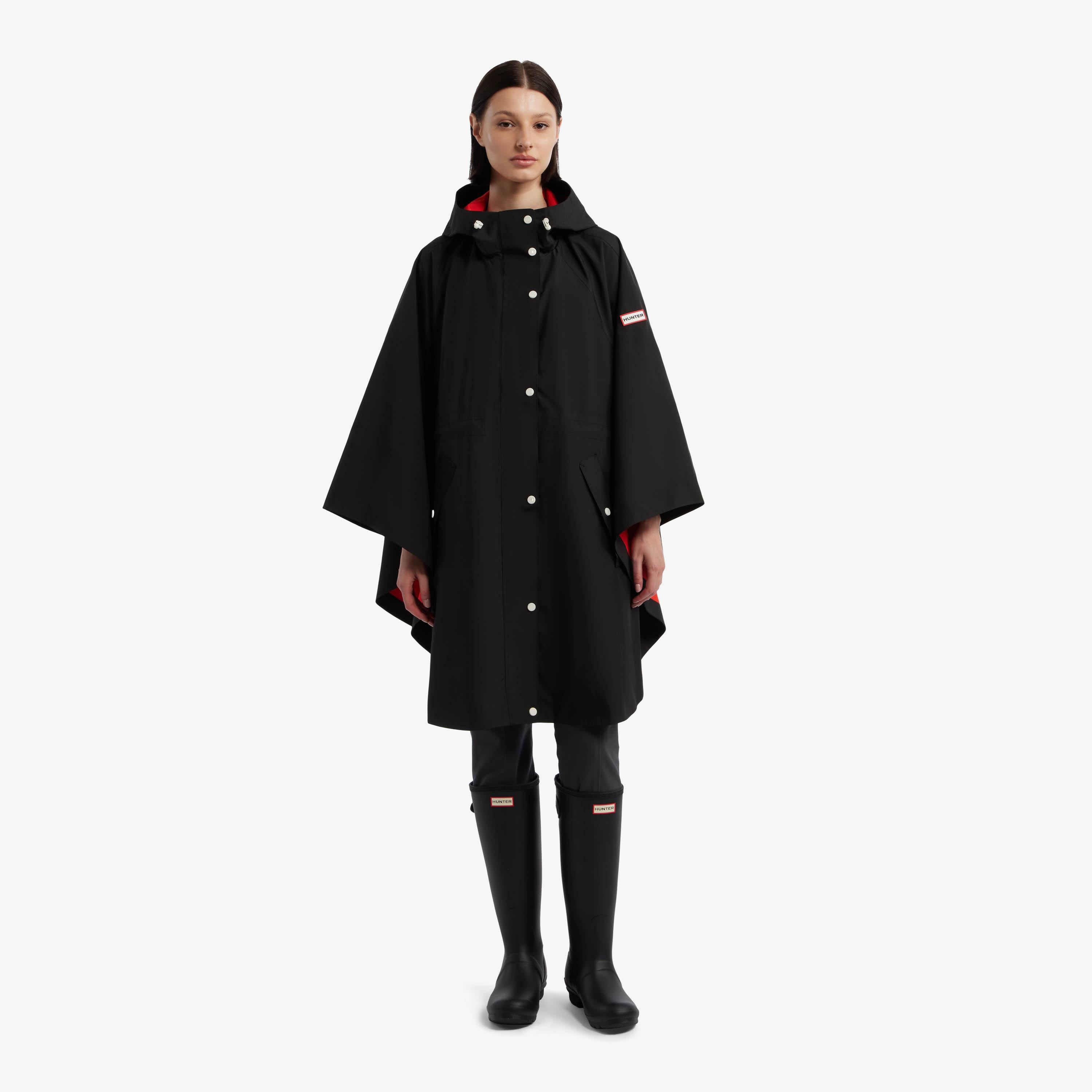 Hunter Women ROSE RAIN BONDED NOVELTY CAPE BLACK