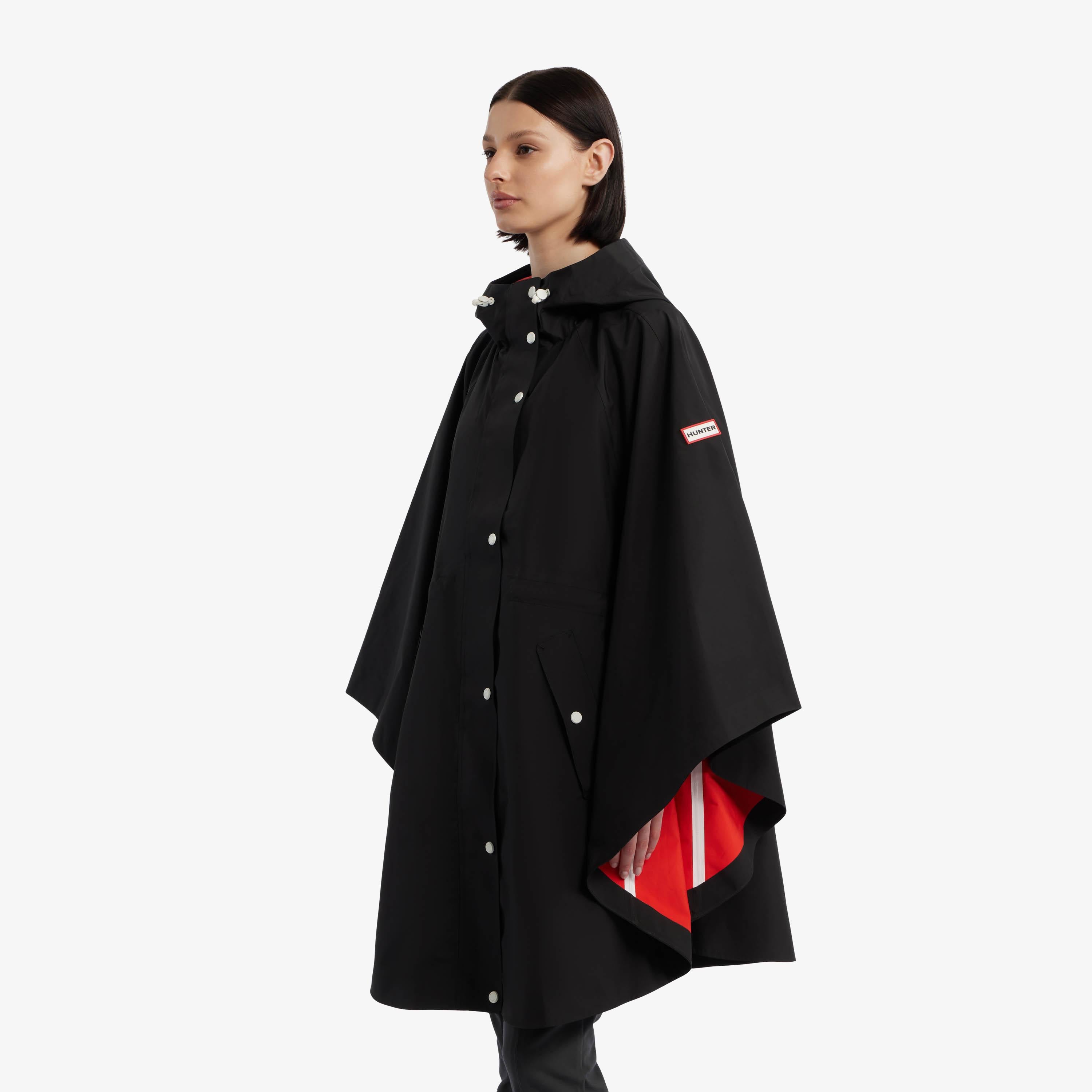 Hunter Women ROSE RAIN BONDED NOVELTY CAPE BLACK