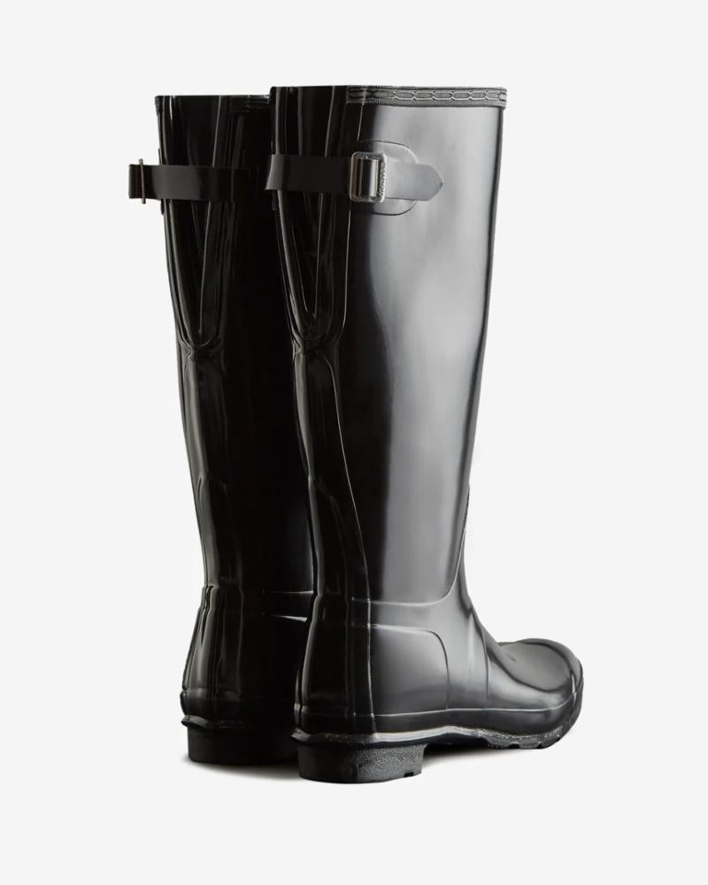 Hunter Women WOMENS ORIGINAL TALL BACK ADJUSTABLE GLOSS BOOT BLACK